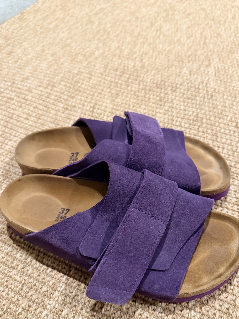 Birkenstock Purple Suede Double-Strap Slide Sandals